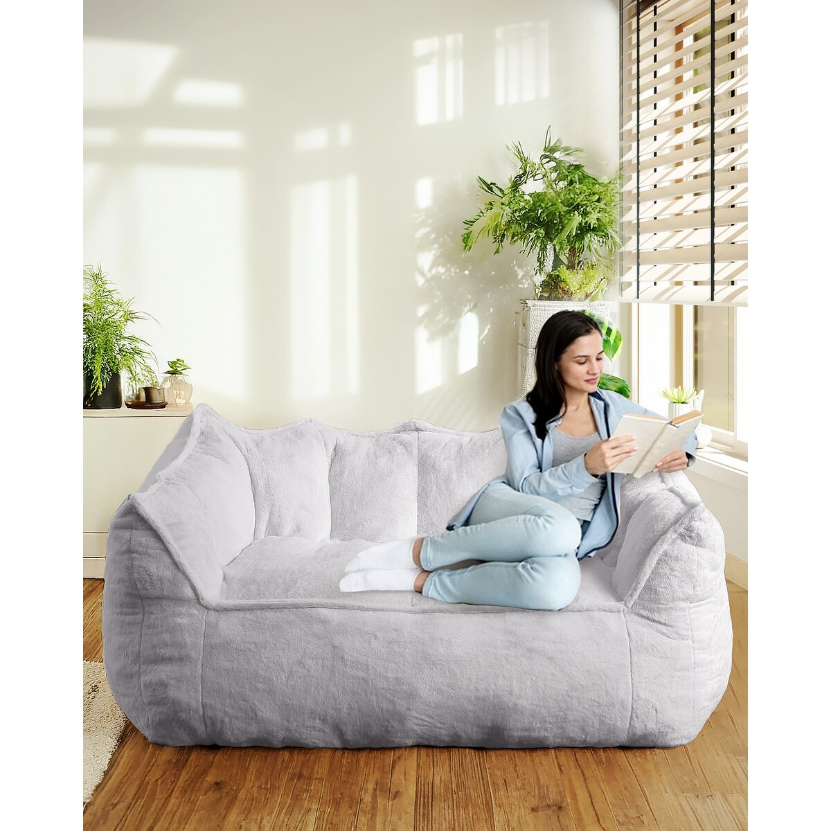 Large Oversized Bean Bag Sofa for Adults, Foam Filled Bean Bag