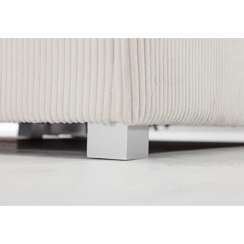 Nordic-style L-shaped flannel fabric sofa Wooden frame combination sofa Minimalist living room