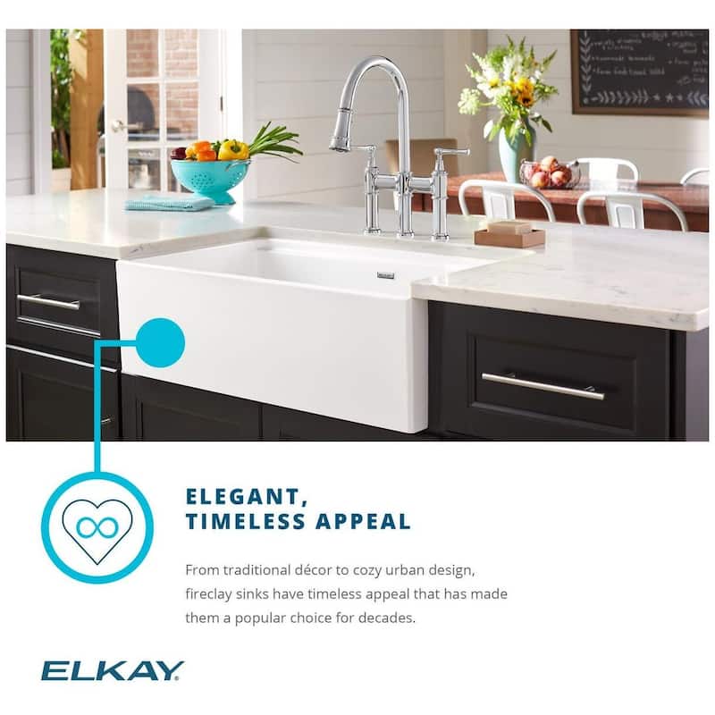 Elkay 33" Farmhouse Double Basin Fireclay Kitchen Sink