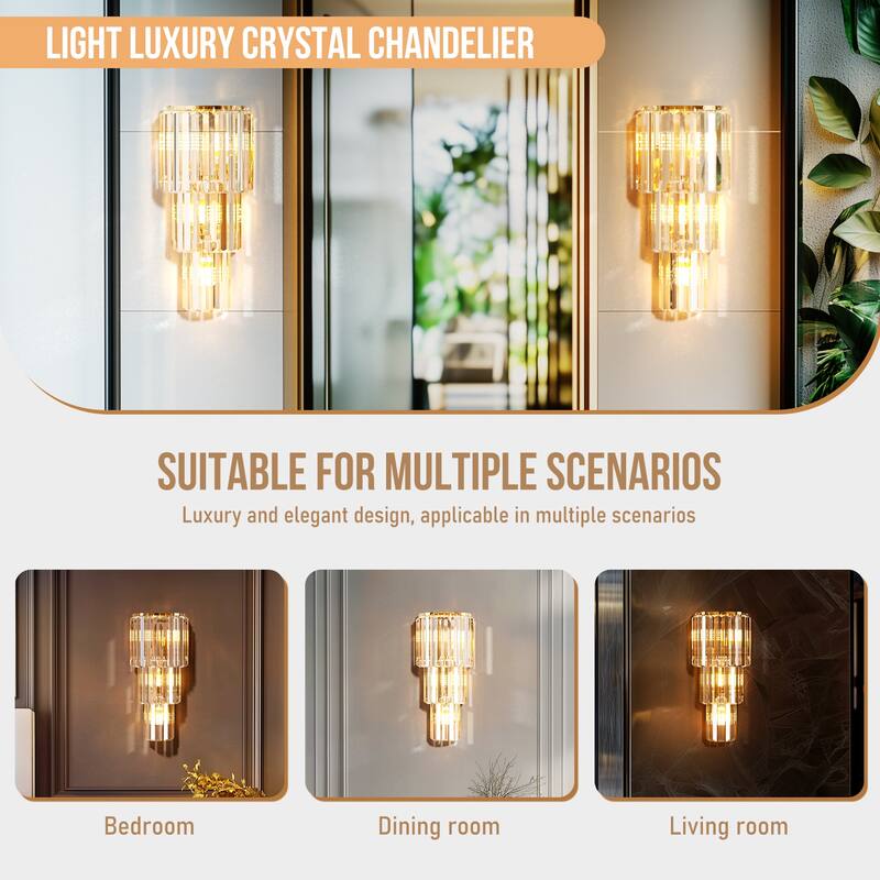 Sumptuous Triangular Prism Crystal Wall Sconce Bedside Lamp