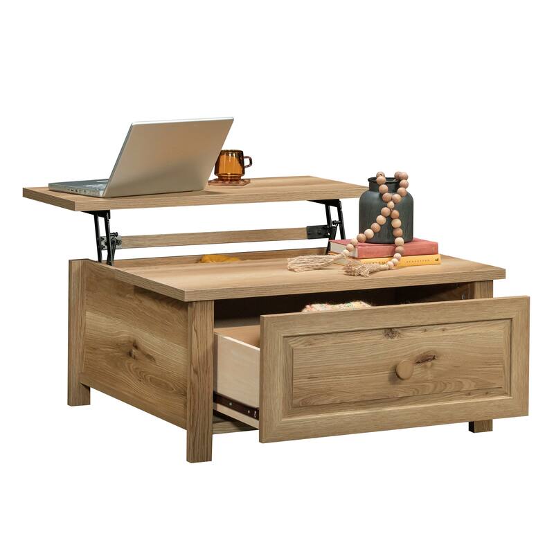 Lift-top Coffee Table, Brown finish,Accommodates TVs up to 60 inches