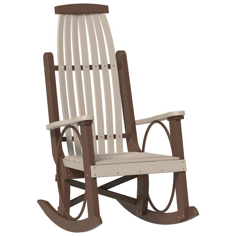 Poly Lumber Grandpa's Rocker - Weatherwood & Chestnut Brown