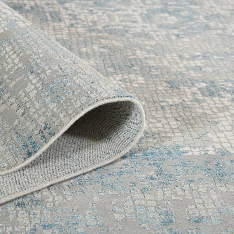 Aspen Modern Grey/Blue Abstract Viscose Area Rug