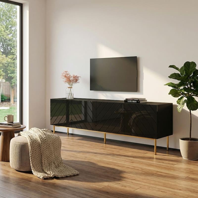 Meble Furniture Abeto 75" TV Stand Ent Center with Fronts - for up to 85" TVs