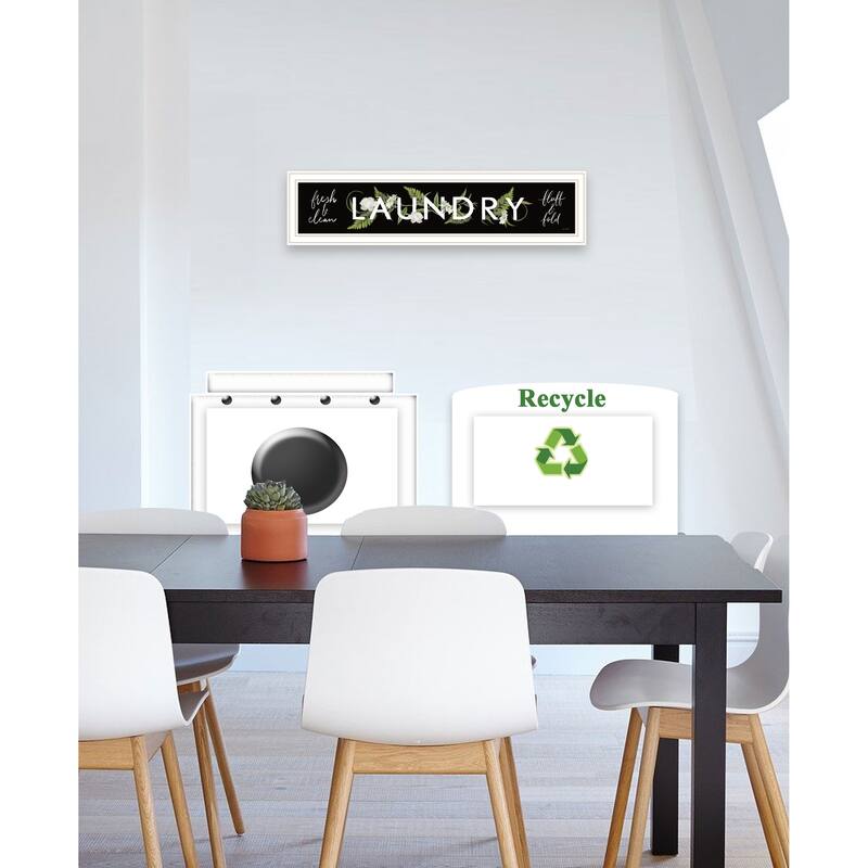 TrendyDecor4U Traditional "Laundry-Fresh & Clean" Framed Print Wall Art by House Fenway - Blue, Green, White, Earthtones