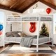 preview thumbnail 12 of 31, Kid Bed Frame Full XL over Queen Metal Bunk Bed with Ladder and Safety Guardrails White