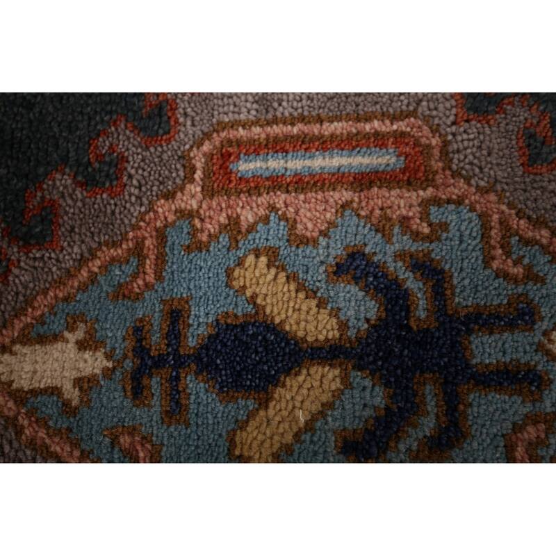 Geometric Oushak Indian Accent Rug Handmade Wool Carpet - 4'1" x 6'2"