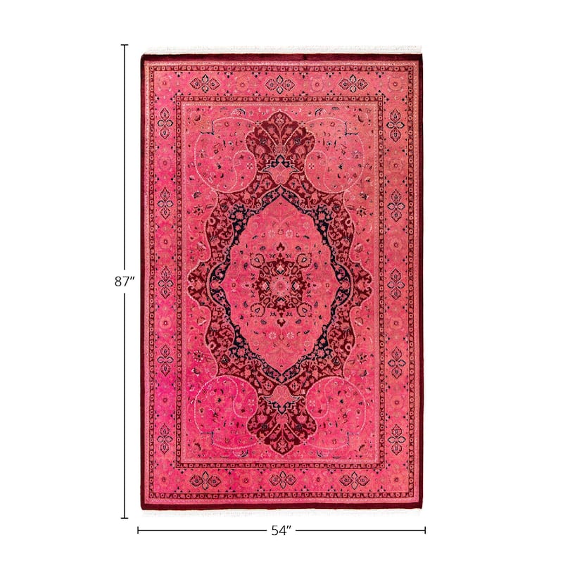 Fine Vibrance, One-of-a-Kind Hand-Knotted Area Rug - Pink, 4' 6" x 7' 3" - 4' 6" x 7' 3"