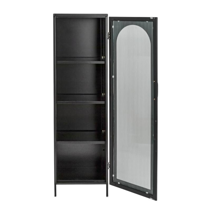 Solstice Metal Cabinet with 3 Adjustable Storage Shelves and Arched Glass Door
