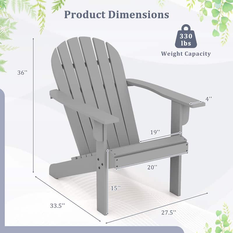 Gymax 2PCS Patio Adirondack Chair w/ Inclined Seat High Backrest &