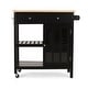 preview thumbnail 10 of 15, Byway Contemporary Kitchen Cart with Wheels by Christopher Knight Home Black + Natural