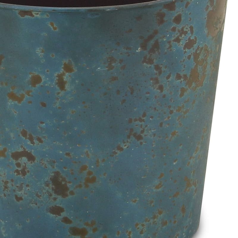 HomeRoots 9" Blue Recycled Plastic Indoor Outdoor Round Pot Planter