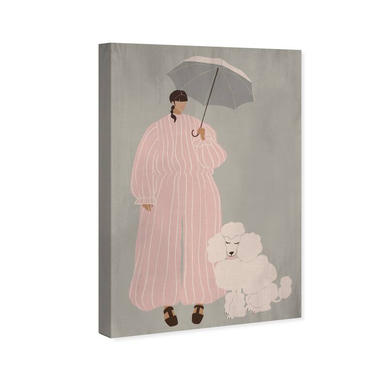 Wynwood Studio Canvas Fashion and Glam Fluff and Stripes Pink and Light Pink Modern & Contemporary Wall Art Canvas Print