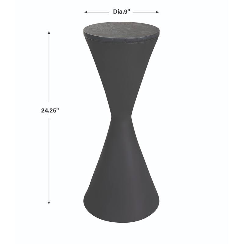 Hourglass Shaped Round Top Drink Table - 24.25" - Black