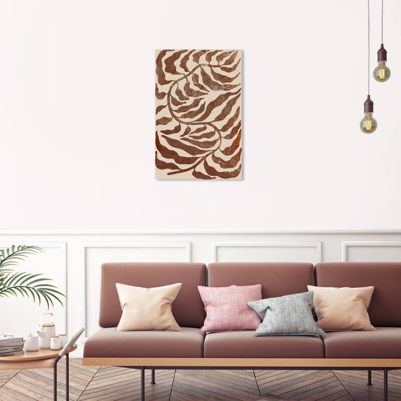 Wynwood Studio Canvas Floral and Botanical Naturewaves Light Brown and Cream White Modern & Contemporary Wall Art Canvas Print - 30 x 20