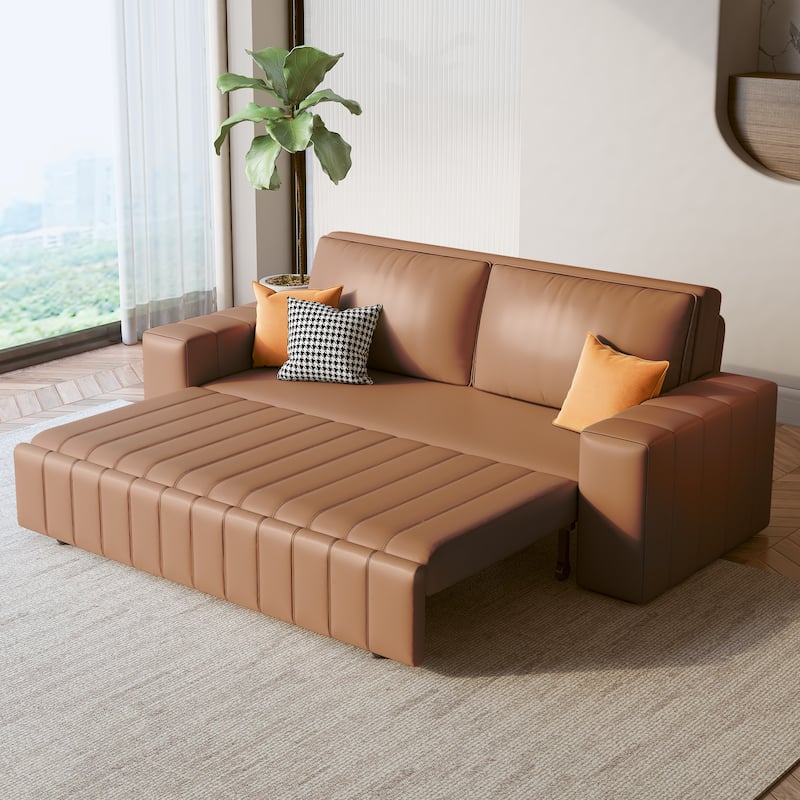 JASIWAY Modern Upholstered Loveseat Sleeper Sofa Bed with Storage