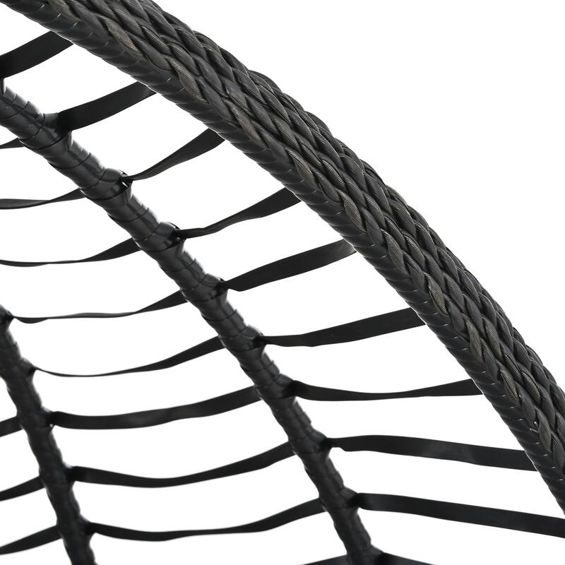 Foldable Rattan Hanging Hammock Chair with Stand and Plush Cushion for Indoor and Outdoor