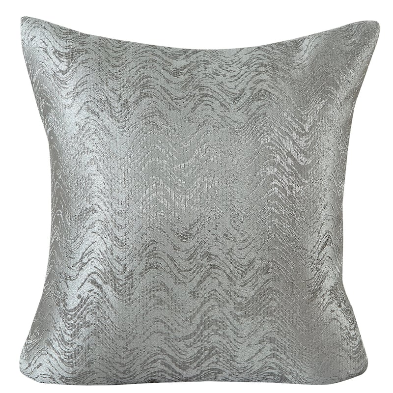 Violet Linen Eden Chevron Pattern, 18 Inch x 18 Inch, Square, Decorative Cushion Cover - Silver
