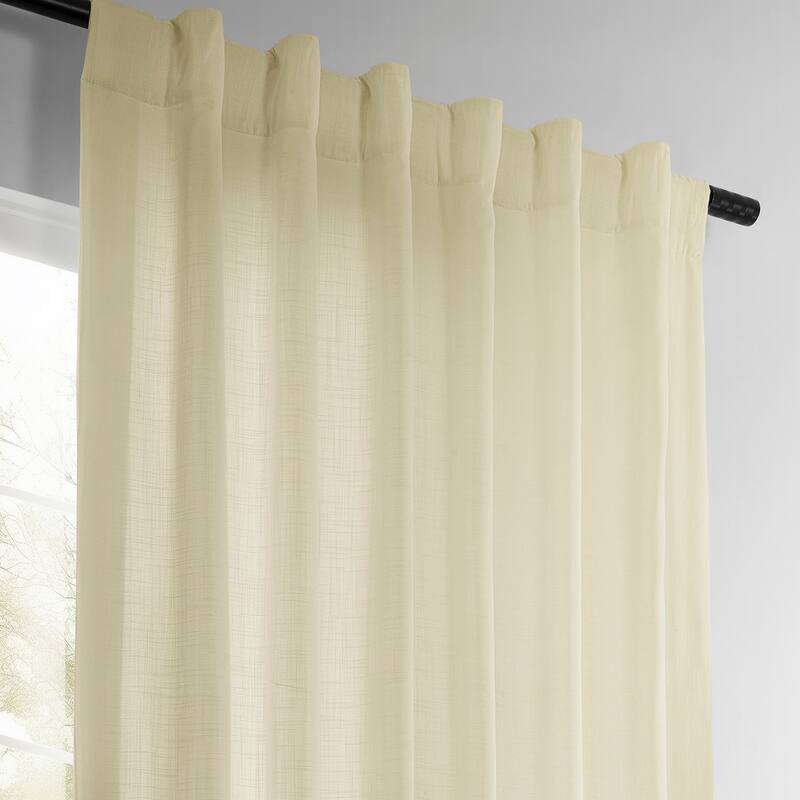 Exclusive Fabrics Summer Solid Linen Blend Rod Pocket Light Filtering Curtains For Bedroom & Living Room Curtains (2 Panels)