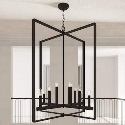 Modern Farmhouse 12-light Geometric Adjustable Metal Candle Chandelier - 31 inches