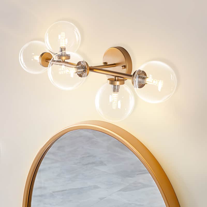 Modern 5-Light Bathroom Vanity Light Globe Glass Wall Sconces Minimalist Design