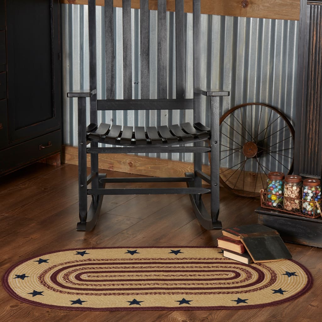 Potomac Jute Rug Oval Stencil Stars w/ Pad 27x48 - 27" x 48" Oval
