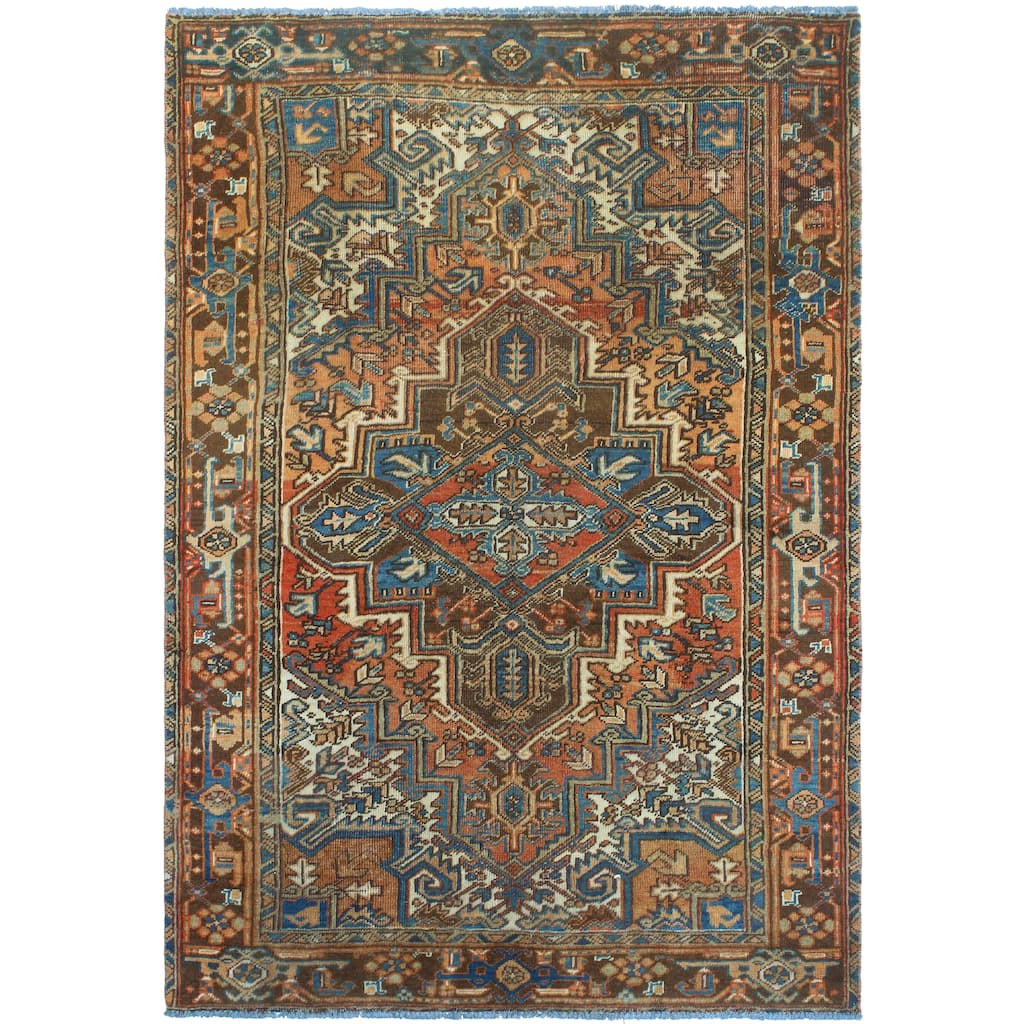 Fine Vintage Distressed Meyramgu Rust/Brown Rug - 5'3" x 7'7"