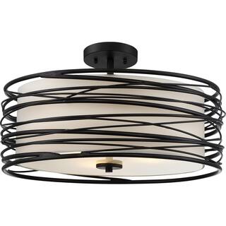 Spiral 3-Light Semi-Flush Mount in Mystic Black