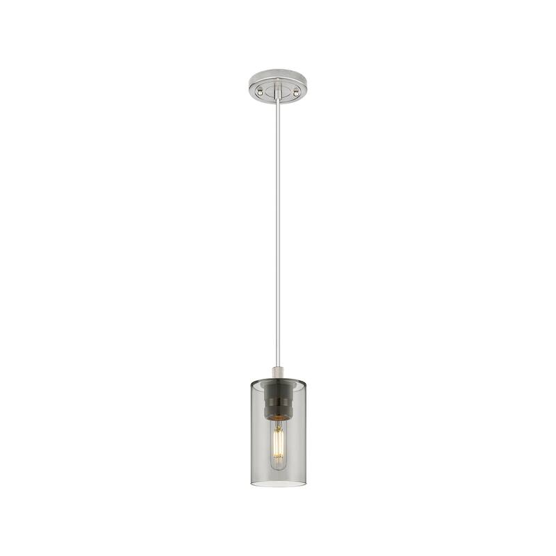 Innovations Lighting Crown Point - 1 Light 7" Cord Hung Pendant - Satin Nickel/Light Smoke