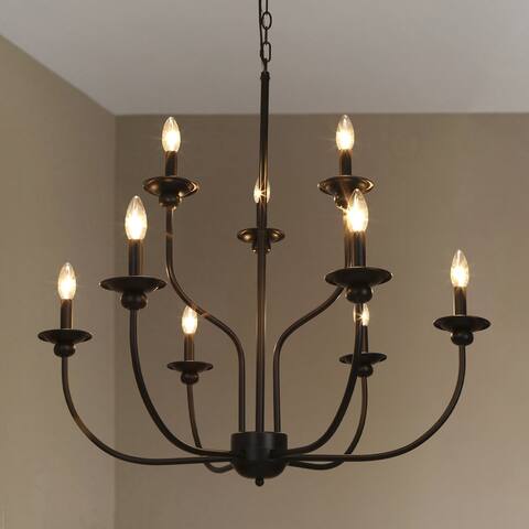 Modern Farmhouse Black Candle Traditional Chandelier for Dining Room