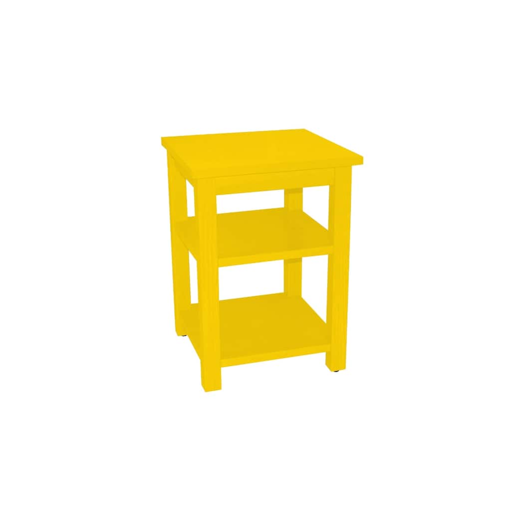 28-Inch Solid Wood Nightstand with 2 Open Shelves