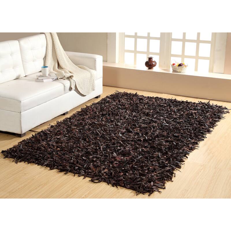 Leather Shaggy Living Room Rug Washable Area Rugs Non Slip Accent Rugs Soft Foldable Indoor Carpet Easy To Clean 5' x 8'