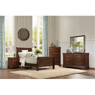 Monty 3 Piece Brown Cherry Traditional Sleigh Bedroom Set - Bed Bath ...