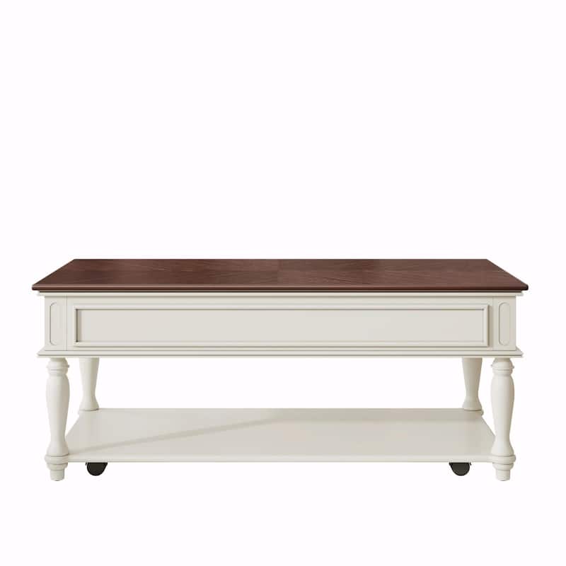 Farmhouse Coffee Table with One Drawer