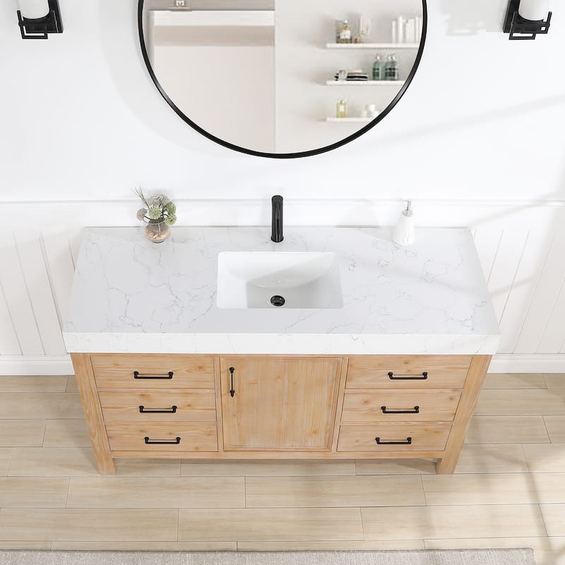 Leon 60 in. Single Bathroom Vanity with Composite Stone Top