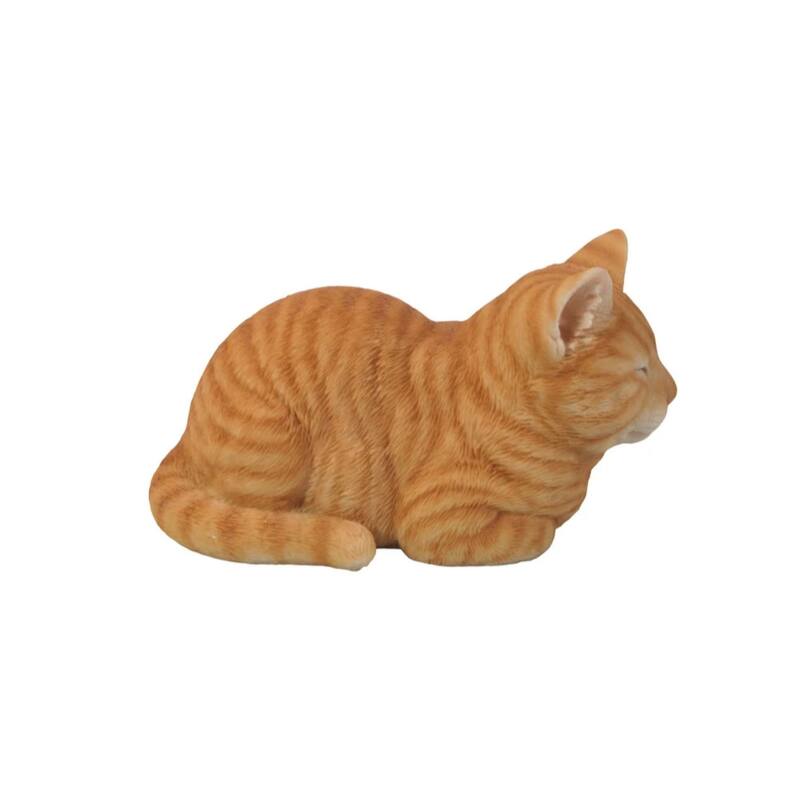 8" Tabby Cat Sleeping Outdoor Garden Statue