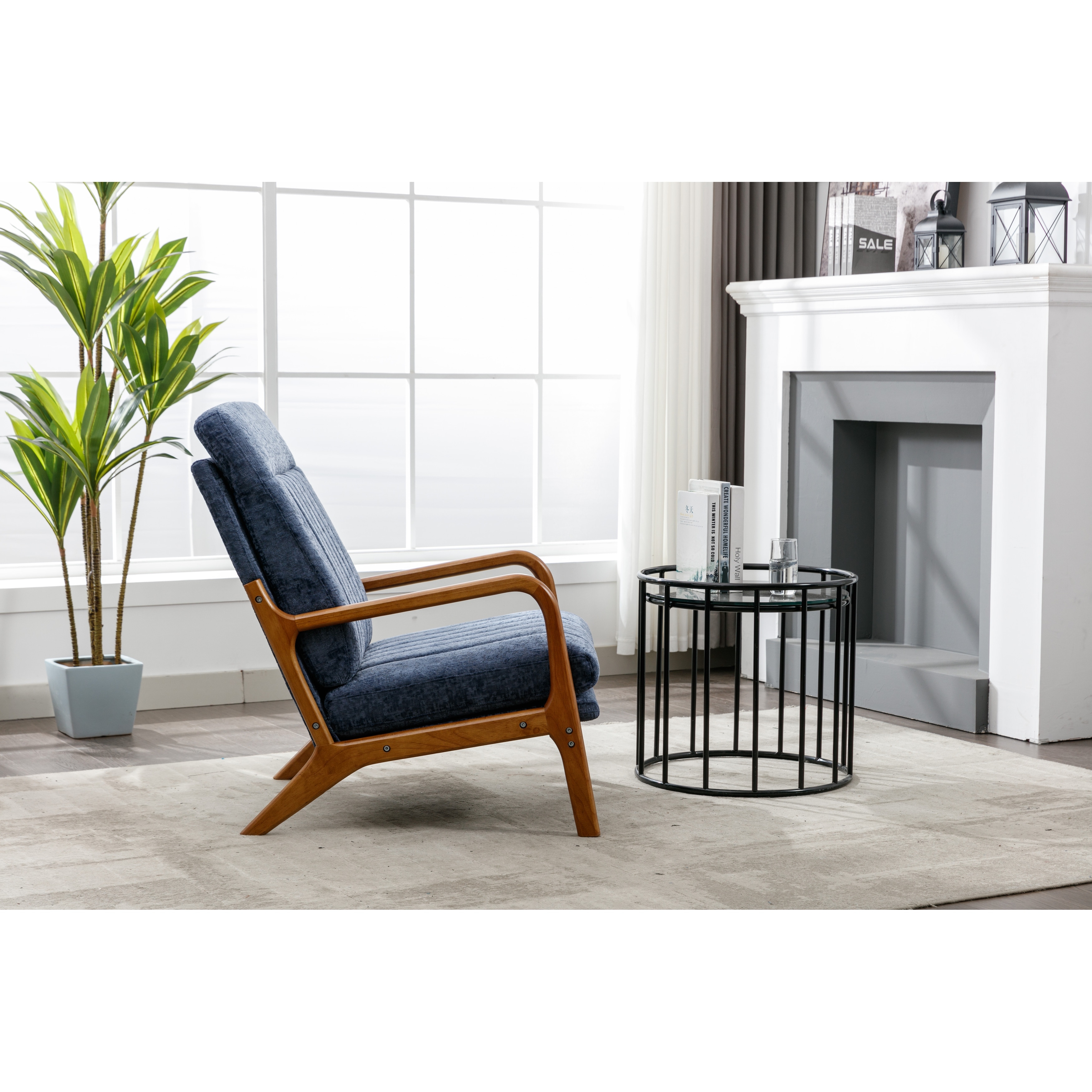 Navy high deals back armchair