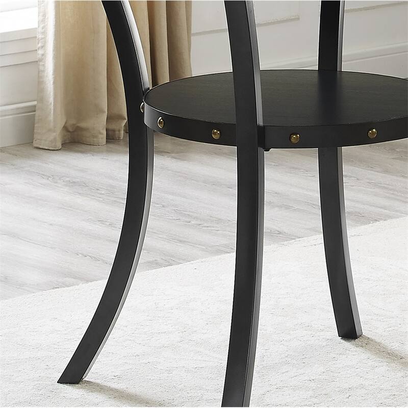 Espresso Wood Counter Height Nailhead Round Dining Table
