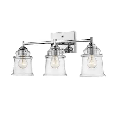 Vintage Retro Industrial Chrome 3 Light Bathroom Light fixture