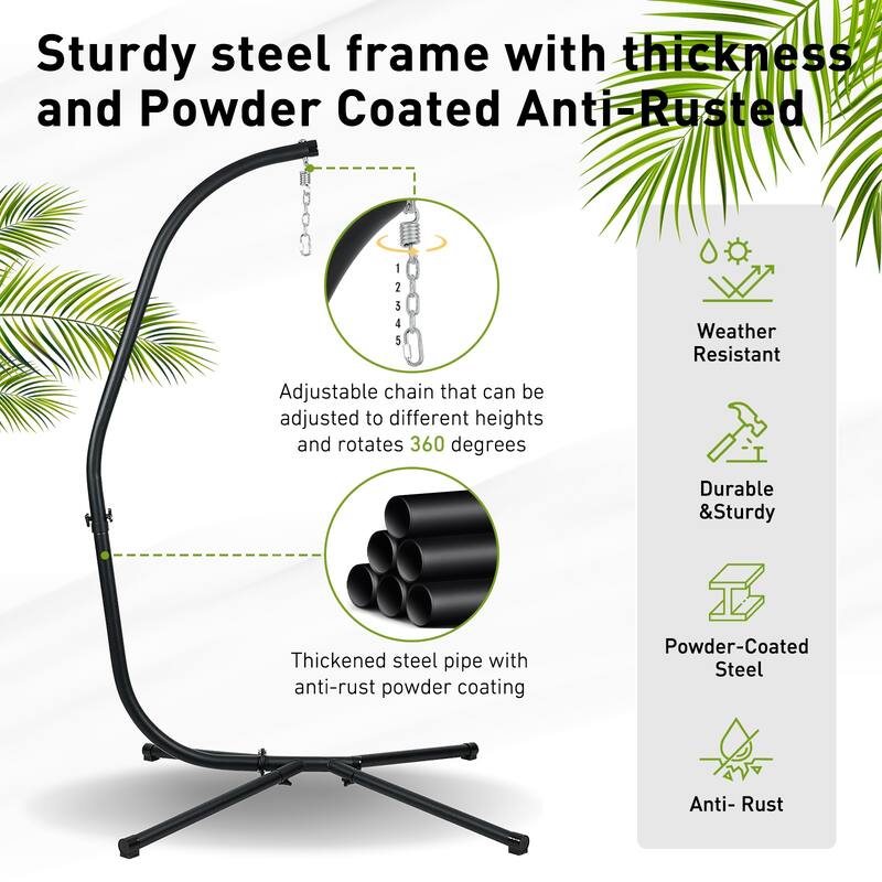 Aoodor Hammock Chair Steel C-Stand - 300 Pound Capacity (Stand Only)