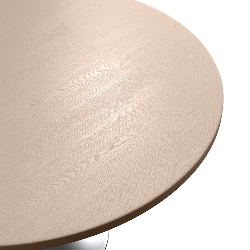 LeisureMod Verve 48" Round Dining Table with MDF Wood TableTop and Brushed Chrome Base for Kitchen & Dining Room