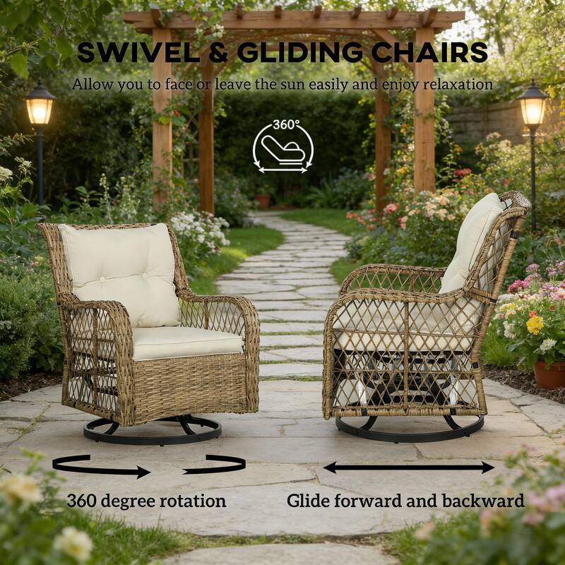 GDFStudio Outdoor Zephyr PE Rattan 3 Piece Bistro Set