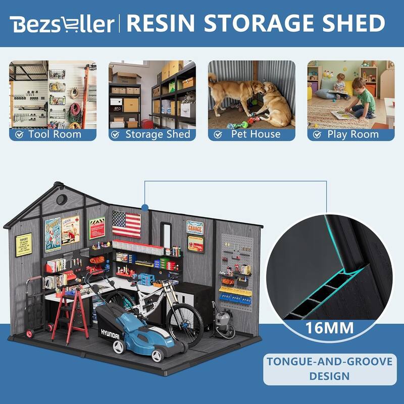 Bezseller Outdoor Storage Tool Shed with Door and Floor