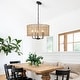 preview thumbnail 27 of 46, 5 - Light Dimmable Drum Chandelier Natural Rattan Bohemian & Coastal Pendant - 18.9 in