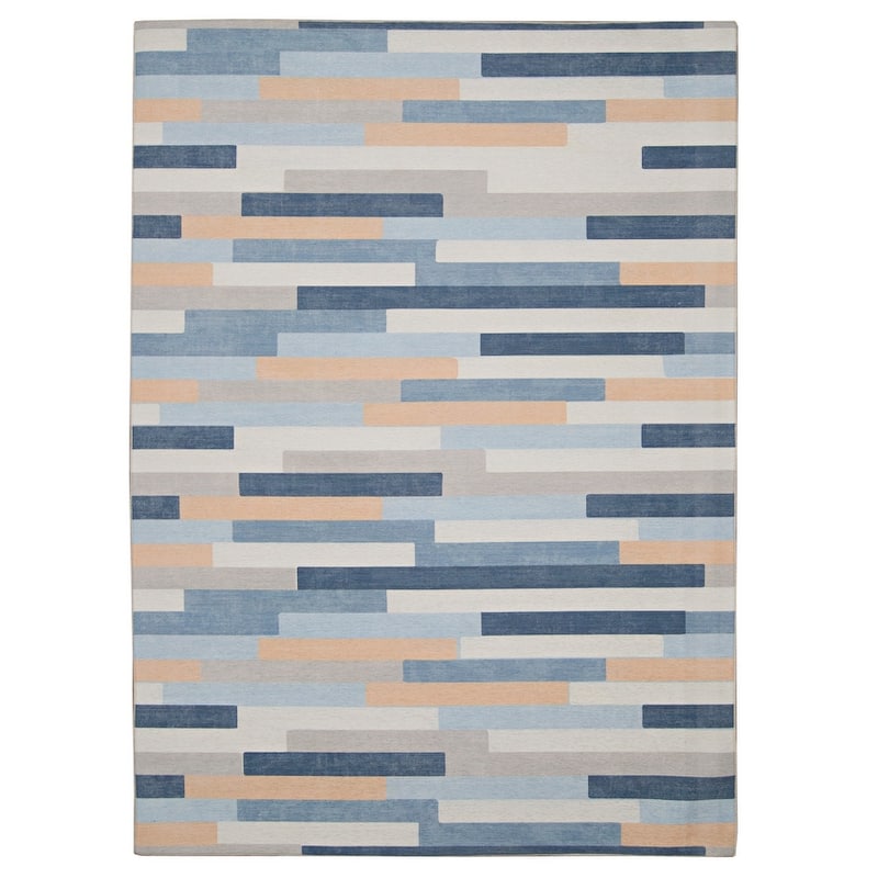 Indoor/Outdoor Water Resistant Pompano Blue & Ivory Washable Area Rug Washable Area Rug - 2' x 3' - 2' x 3' - Blue/Ivory