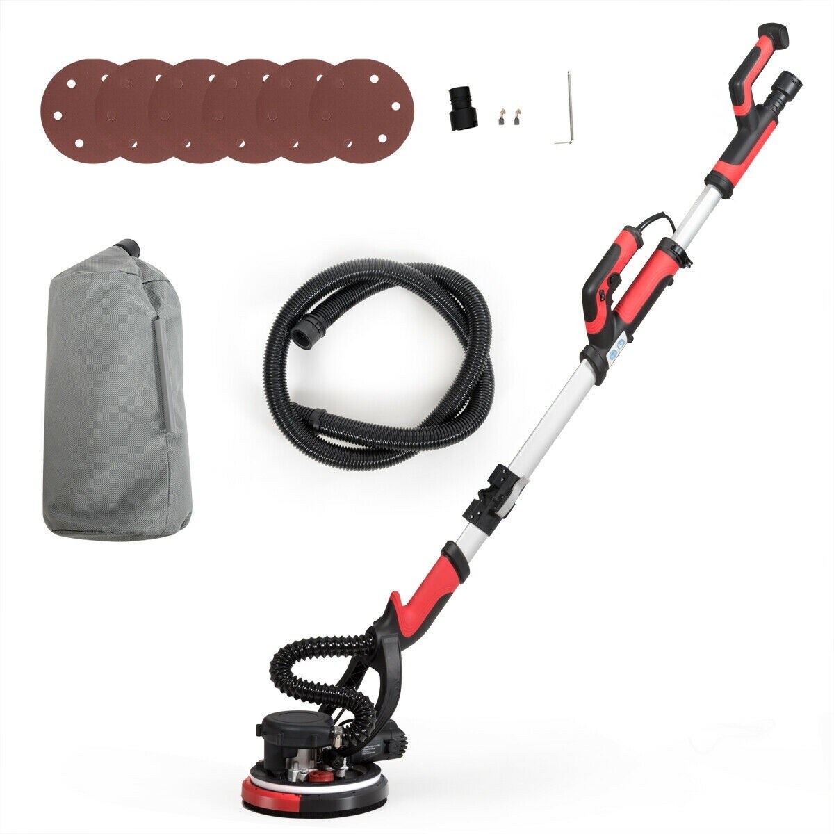 Vacuum Bag Drywall Sander 750W Wall Grinding Extendable 5 Speeds w/ LED