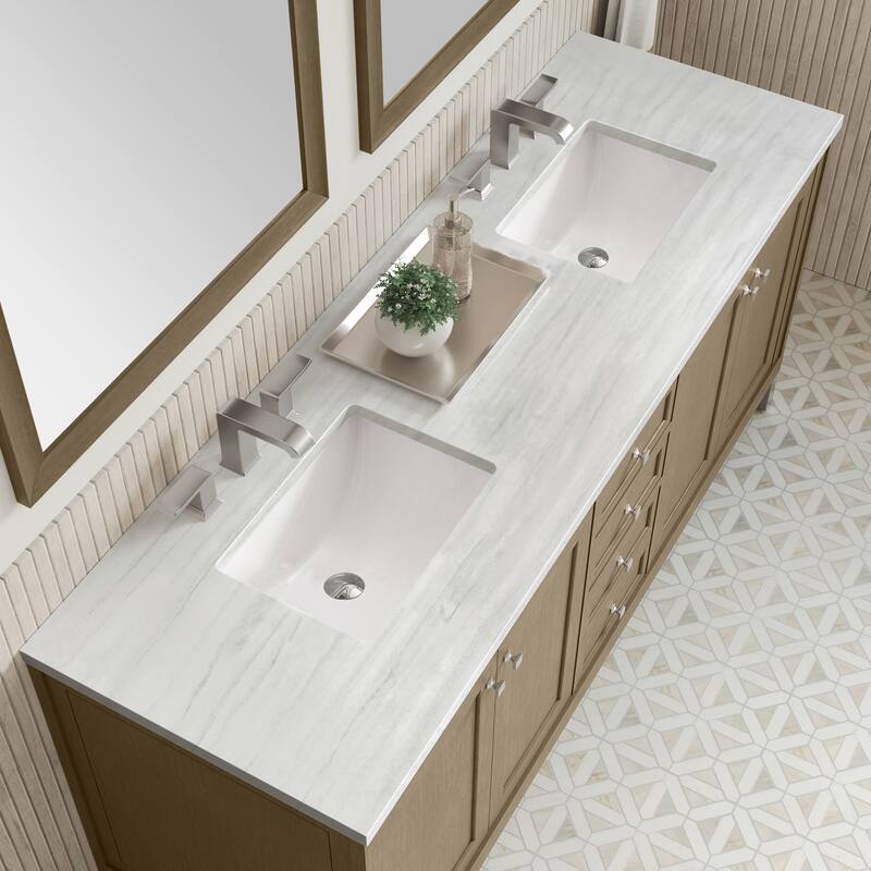 Chicago 72" Double Vanity, Walnut Whisper - Arctic Fall