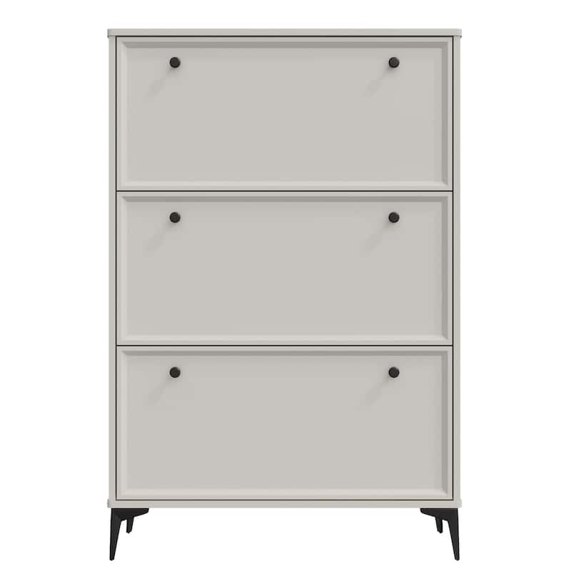 31.5" Wood Hidden Shoe Cabinet with 3 Flip Drawers and Legs