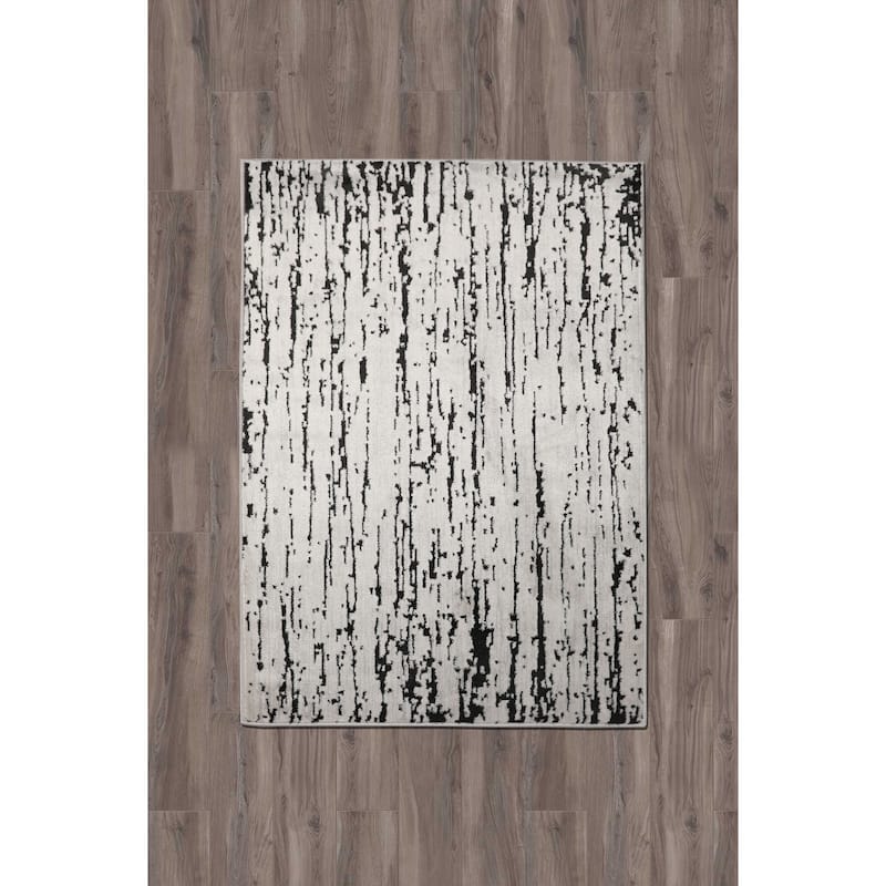 Gray Polypropylene Lisette Modern Oriental Area Rug