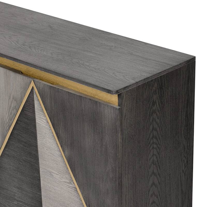 Retro 60" Buffet Cabinet with Storage, Vintage Sideboard with Dimensional Effect 4-Door